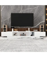 Tv stand with 2 drawers, white wood entertainment center, multi-purpose media console