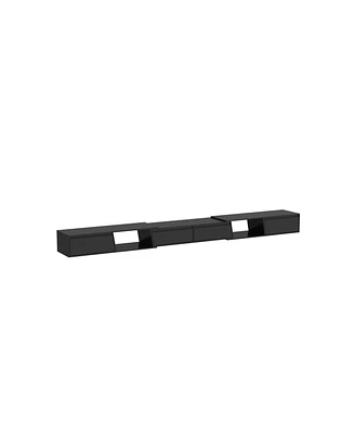 Tv stand with 4 drawers, Retractable black entertainment center, non-slip wooden media console