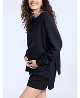 Motherhood Maternity Long Sleeve With Side Slits Scuba Raglan Top