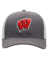 Top of the World Men's Gray/White Wisconsin Badgers Victory Baseline Trucker Adjustable Hat