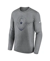 Nike Men's Heather Gray Dallas Cowboys Icon Legend Performance Long Sleeve T-Shirt