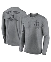 Nike Men's Heather Charcoal New York Yankees 2-Hit Legend Performance Long Sleeve T-Shirt