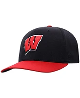 Top of the World Men's Black Wisconsin Badgers Reflex Fitted Hat