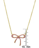 Lily Nily Girls Lab Ruby Bow Necklace in 18K Gold over Sterling Silver
