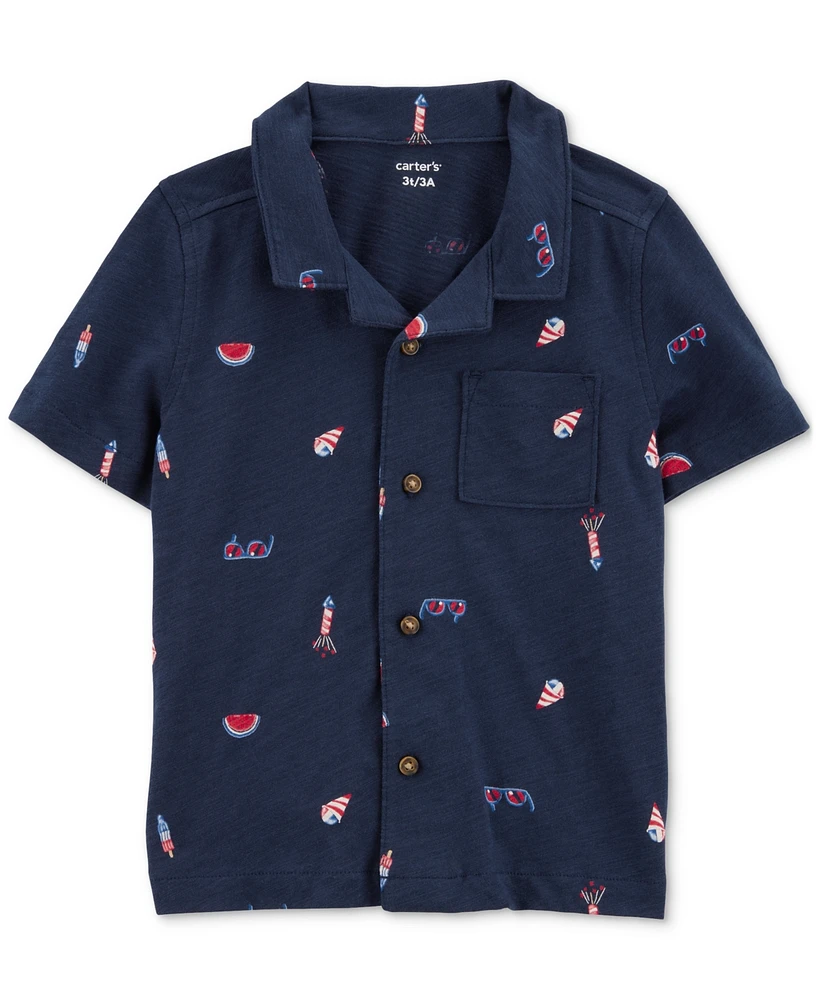 Carter's Toddler Boys 4th of July Icons Cotton Button-Down Shirt