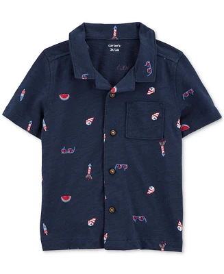 Carter's Toddler Boys 4th of July Icons Cotton Button-Down Shirt