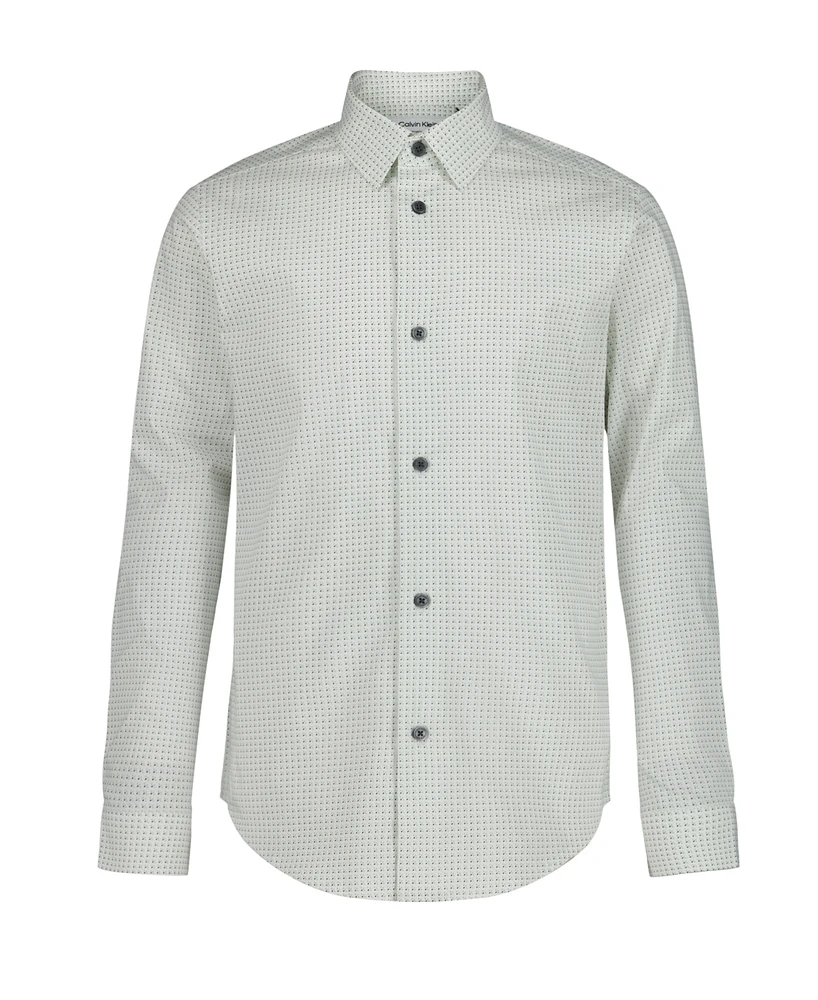 Calvin Klein Big Boys Long Sleeve Stretch Dot Floral Shirt