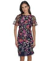 Jessica Howard Petite Embroidered Short-Sleeve Mesh Dress