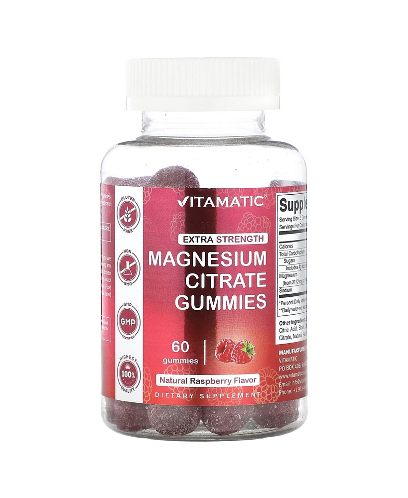 Vitamatic Magnesium Citrate Gummies Extra Strength Natural Raspberry