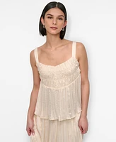 Dkny Women's Crushed Crease Smocked Sleeveless Top