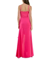 Taylor Women's Cascading-Ruffle High-Low Surplice-Neck Dress