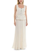 Taylor Women's Mixed-Media Square-Neck Sleeveless Dress