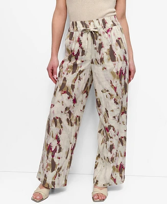 Dkny Women's Printed Wide-Leg Drawstring Pants