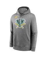 Nike Men's Heather Gray Athletics Cooperstown Collection Logo Club Pullover Hoodie