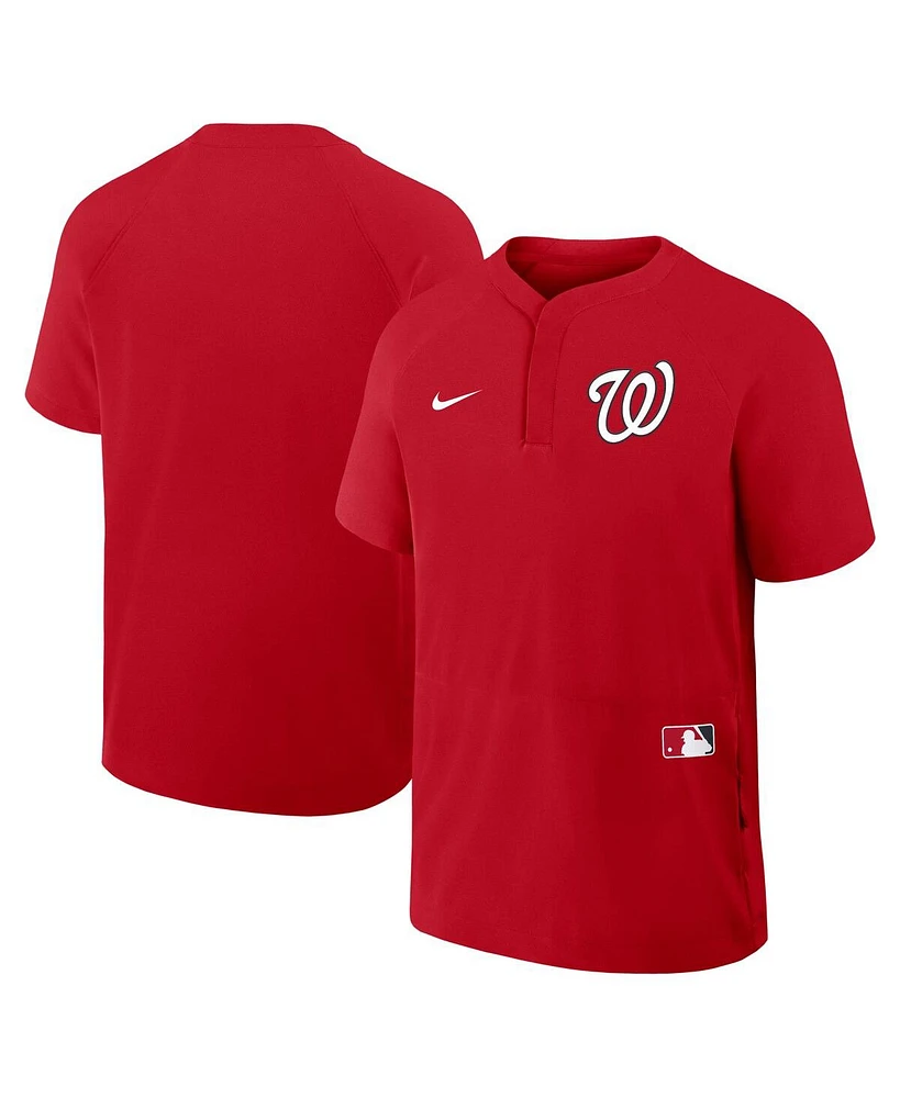 Nike Men's Red Washington Nationals Authentic Collection Raglan Short Sleeve Windshirt