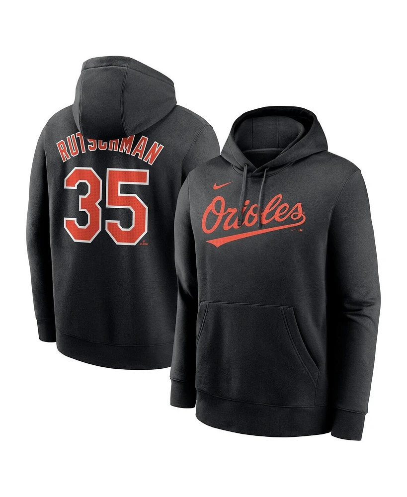 Nike Men's Adley Rutschman Black Baltimore Orioles Player Name Number Club Pullover Hoodie