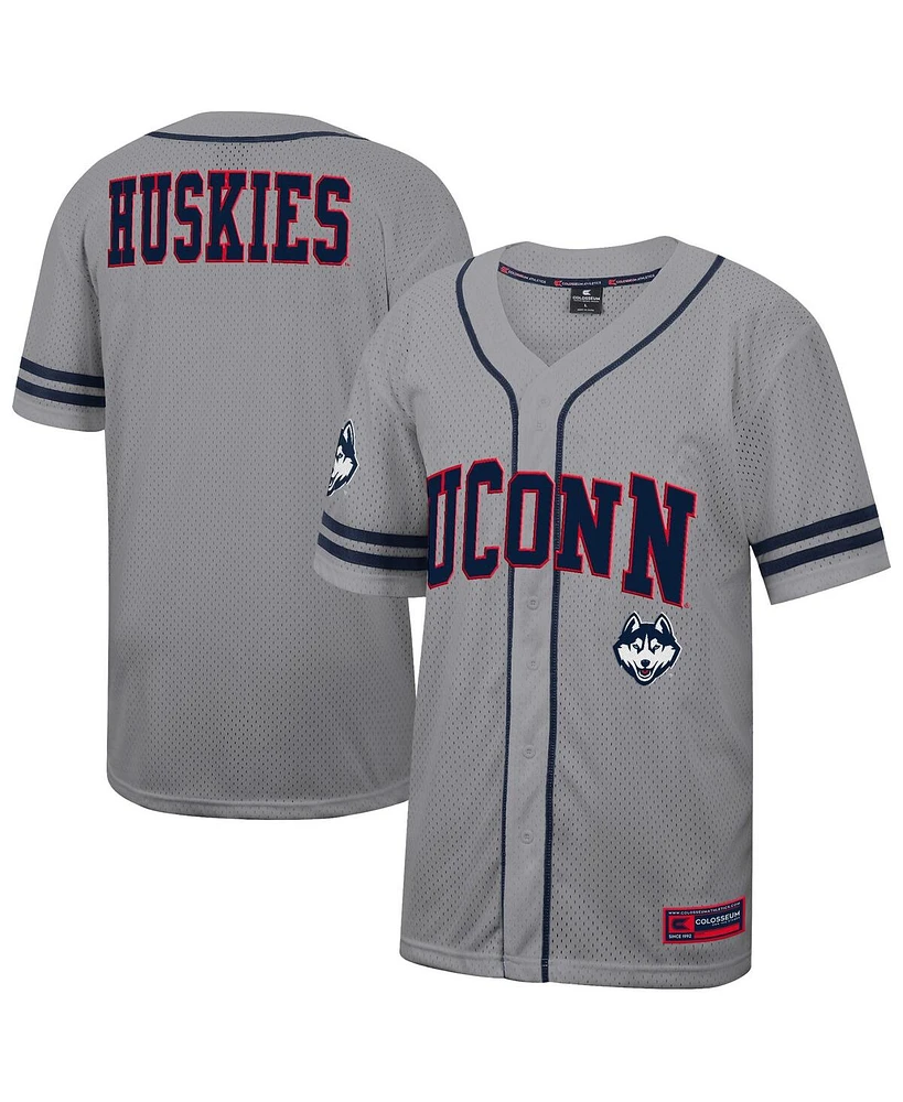 Colosseum Men's Gray UConn Huskies Free Spirited Baseball Jersey