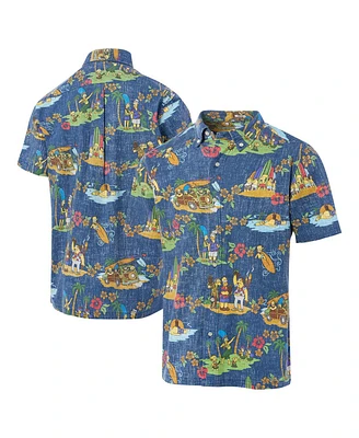 Reyn Spooner Men's Navy The Simpsons Hawaiian Vacation Button-Down Shirt