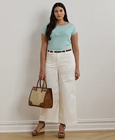 Lauren Ralph Plus Beaded-Logo Cotton Jersey Tee