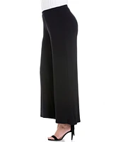 24seven Comfort Apparel Plus Elastic Waist Flared Leg Palazzo Pants