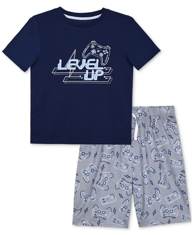 Max & Olivia Big Boys Level Up Gaming Top Shorts Pajama Set