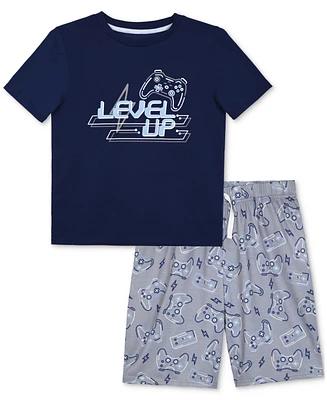Max & Olivia Big Boys Level Up Gaming Top Shorts Pajama Set