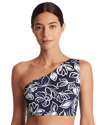 Lauren Ralph Women's Printed Asymmetric One-Shoulder Bikini Top