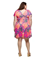 24seven Comfort Apparel Plus V-Neck Empire Waist Knee Length Dress