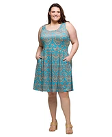 24seven Comfort Apparel Plus Sleeveless Pleated Knee Length Pocket Dress