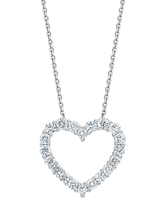 Diamond Heart Pendant Necklace (1 ct. t.w.) in 14k White Gold, 16" + 2" extender