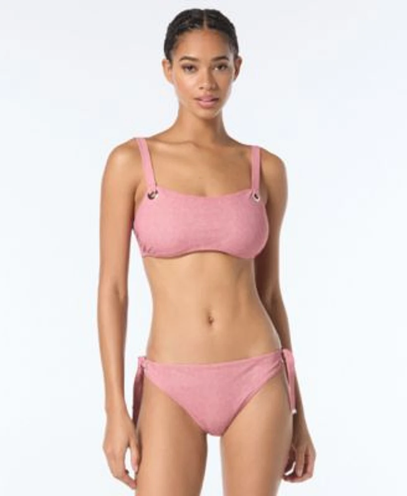 Michael Michael Kors Grommet Trim Bikini Top High Leg Side Tie Bottoms