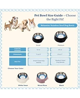 Country Living Set of 2 Twill Melamine Dog Bowls with Removable Stainless Steel Inserts – Stylish & Durable Pet Feeder