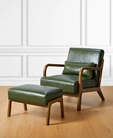 Glitzhome 2-Pc. Leatherette Mid-century Modern Hunter Accent Stool and Chair