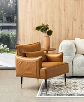 Glitzhome 32" Leatherette Mid-Century Modern Armchair