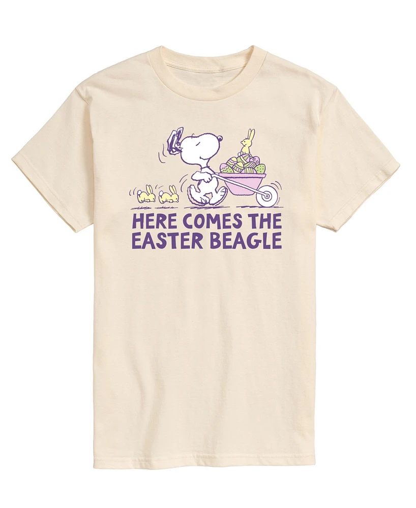 Airwaves Men's Peanuts Snoopy Here Comes The Easter Beagle Short Sleeve T-Shirt