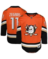 Outerstuff Big Boys and Girls Trevor Zegras Orange Anaheim Ducks Premier Player Jersey