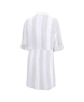Tommy Bahama Women's Khaki/White Philadelphia Eagles Rugby Beach Stripe Button-Up Tunic Top