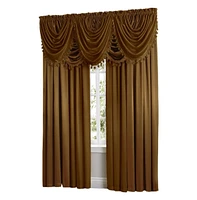Kate Aurora 9 Piece Rod Pocket Semi Sheer Gold Window Curtains & Tasseled Valance Set