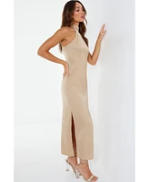 Quiz Women's Satin Halter Neckline Midi Dress
