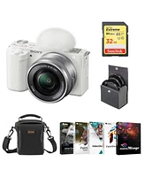 Sony Zv-E10 Mirrorless Camera with 16-50mm Lens, White Bundle with Pc Photo & Video Editing Software Suite, 32GB Sd Memory Card, Shoulder Bag, 40.5mm