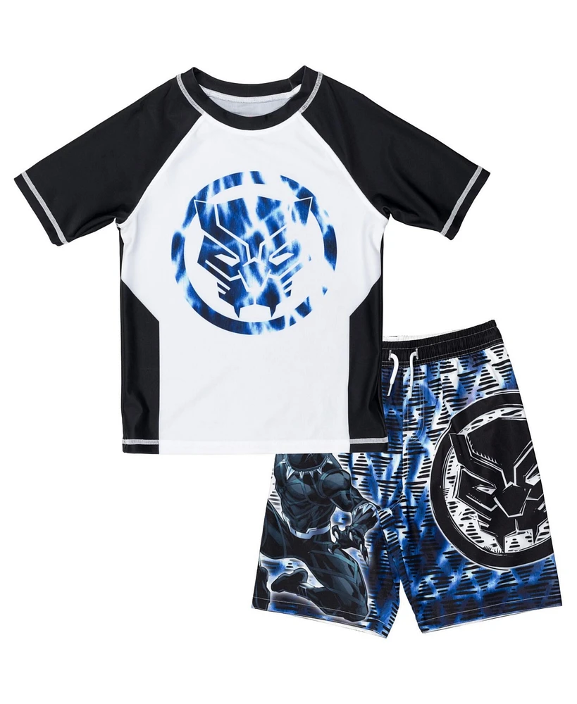 Avengers Little Boys Spider-Man Captain America Hulk Iron Man Pullover Rash Guard & Swim Trunks Outfit Set to