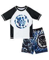 Avengers Little Boys Spider-Man Captain America Hulk Iron Man Pullover Rash Guard & Swim Trunks Outfit Set to