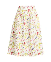 Lands' End Women's Poplin Drop Waist Midi Skirt - Set Bottom