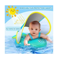 Baby Pool Float with Canopy Baby Float Infant Swimming Float Sun Protection Skin-Friendly Blue
