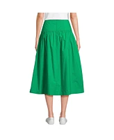 Lands' End Petite Poplin Drop Waist Midi Skirt - Set Bottom