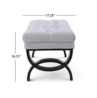 Tufted Ottoman Bench with Diamond Stitching and Elegant Half-Circle Legs for Classic Modern Interiors-The Pop Home