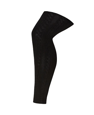 Avenue Plus Plush Lined Cable Knit Footless Leggings