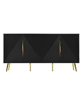 Stylish Sideboard with Wave Geometric Design, Conical Legs, Adjustable, Suitable for Study, Entryway and Living Room