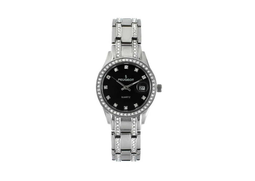 Peugeot Womens Round Silver Luxury Status Swarovski Crystal Bracelet Watch