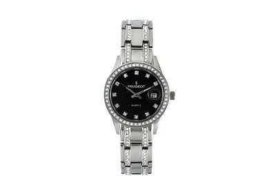 Peugeot Womens Round Silver Luxury Status Swarovski Crystal Bracelet Watch